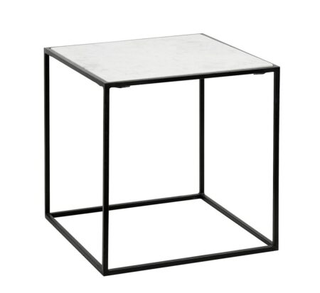 Nordal CUBE Sidebord m/Marmor Sort/Hvid - 55