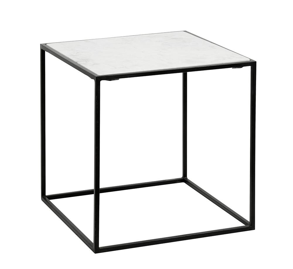 Nordal CUBE Sidebord m/Marmor Sort/Hvid - 55 Nordal CUBE Sidebord m/Marmor Sort/Hvid - 55