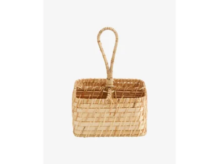 Nordal - MERIAN Fletkurv med hank og 4 rum - Kurv - Natur - 17 x 17 x 23 cm