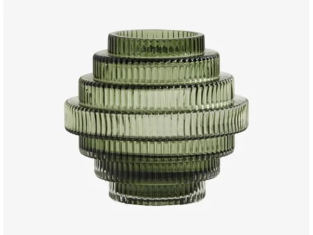 Nordal, RILL vase, glas, grøn, H16 cm