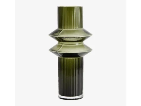 Nordal, RILLA vase, glas, grøn, H32 cm