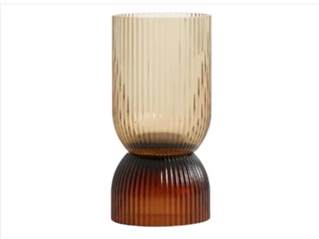 Nordal, RIVA lysestage/vase, glas, brun, h18 cm