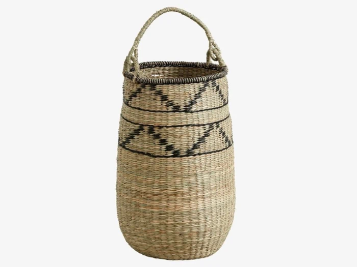 Nordal, TROGIR, Fletkurv, Søgræs, Natur, Sort, H:72 x Ø:40 cm Nordal, TROGIR, Fletkurv, Søgræs, Natur, Sort, H:72 x Ø:40 cm