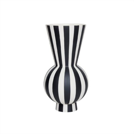 OYOY Toppu Vase Rund H: 28 cm - White/Black