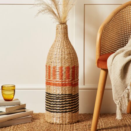 Ochre Woven Bottle Vase Brown/Red