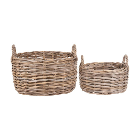 Olivia'a Set of 2 Kobi Oval Baskets in Grey