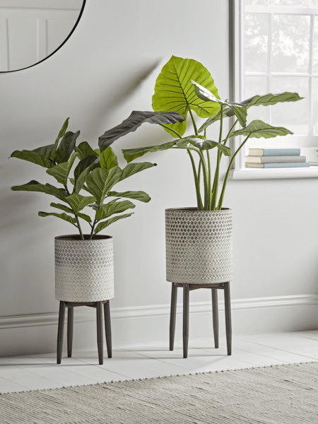 Ombre Whitewashed Standing Planter - Large
