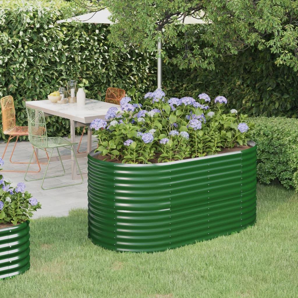 Oval plantekasse/højbed 152×80×68 cm - galvaniseret stål, grøn Oval plantekasse/højbed 152×80×68 cm - galvaniseret stål, grøn