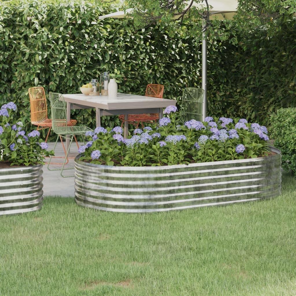 Oval plantekasse/højbed 175×100×36 cm - galvaniseret stål, sølvfarvet Oval plantekasse/højbed 175×100×36 cm - galvaniseret stål, sølvfarvet