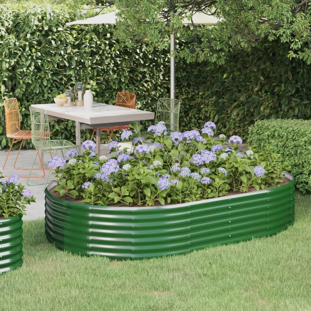 Oval plantekasse/højbed 214 × 140 × 36 cm - galvaniseret stål, grøn Oval plantekasse/højbed 214 × 140 × 36 cm - galvaniseret stål, grøn
