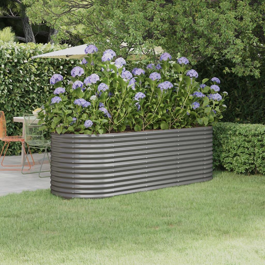 Oval plantekasse/højbed 224 × 80 × 68 cm - galvaniseret stål, grå Oval plantekasse/højbed 224 × 80 × 68 cm - galvaniseret stål, grå