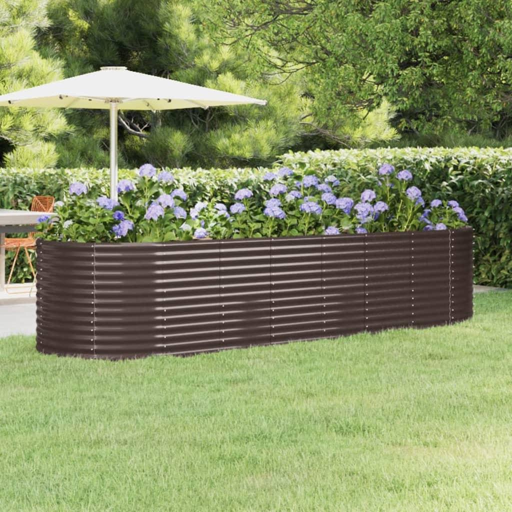 Oval plantekasse/højbed 322 × 100 × 68 cm - galvaniseret stål, brun Oval plantekasse/højbed 322 × 100 × 68 cm - galvaniseret stål, brun