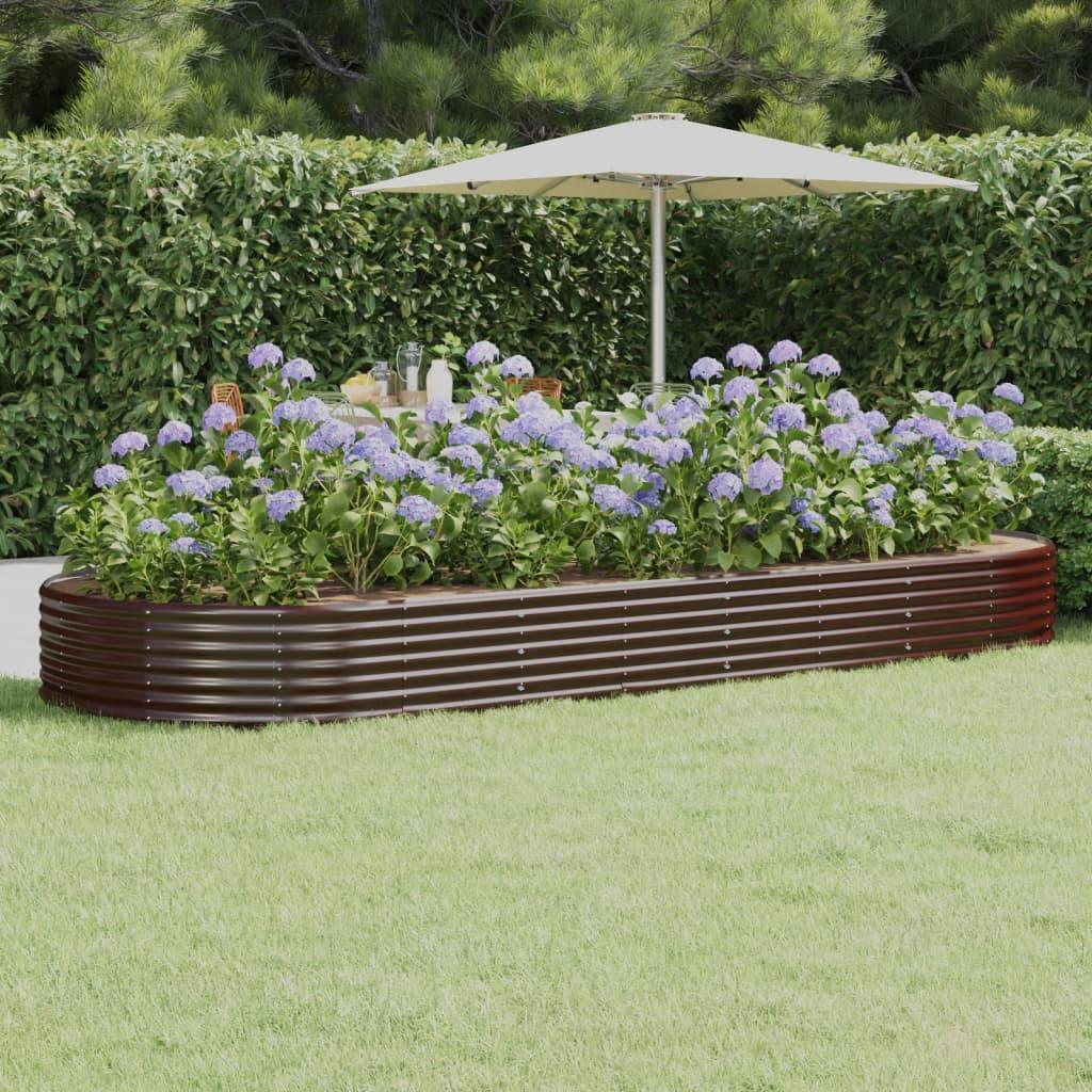 Oval plantekasse/højbed 373 × 140 × 36 cm - galvaniseret stål, brun Oval plantekasse/højbed 373 × 140 × 36 cm - galvaniseret stål, brun