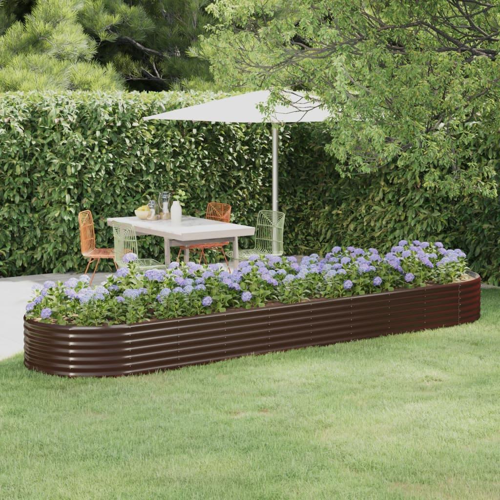 Oval plantekasse/højbed 396×100×36 cm - galvaniseret stål, brun Oval plantekasse/højbed 396×100×36 cm - galvaniseret stål, brun