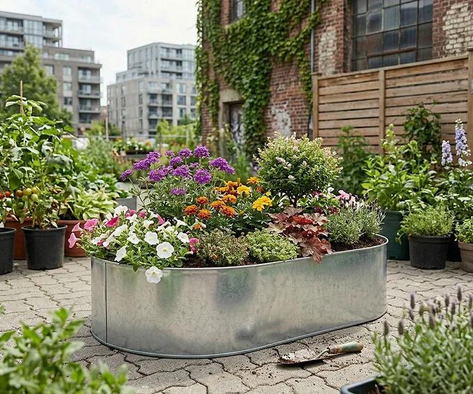 Ovalt højbed i galvaniseret stål, 54cm højde (uden sneglekant) Ovalt højbed i galvaniseret stål, 54cm højde (uden sneglekant)