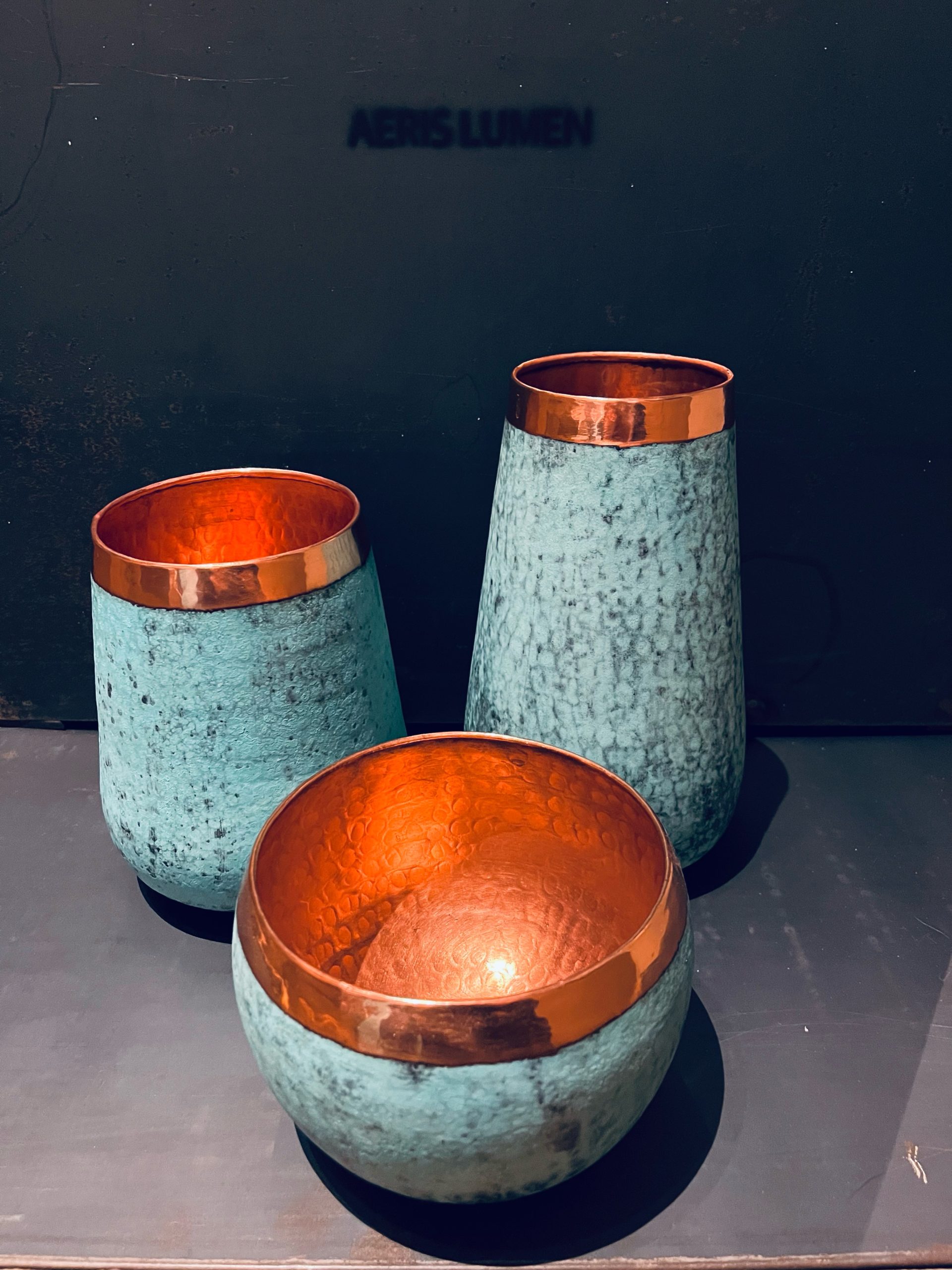 Oxideret kobbervase set Oxideret kobbervase set