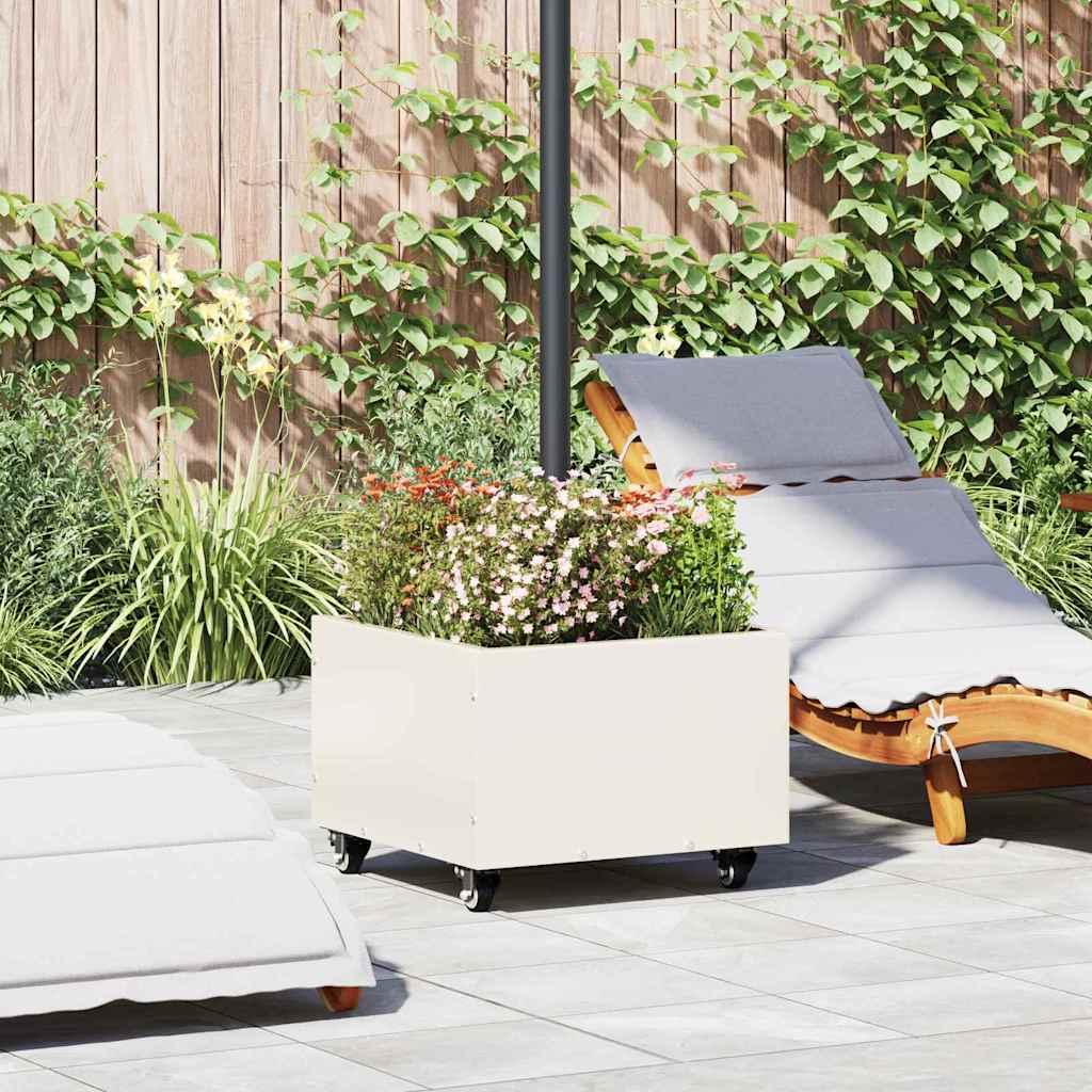 Parasolbase med plantekasse Hvid 45 x 45 x 45 cm Stål Parasolbase med plantekasse Hvid 45 x 45 x 45 cm Stål