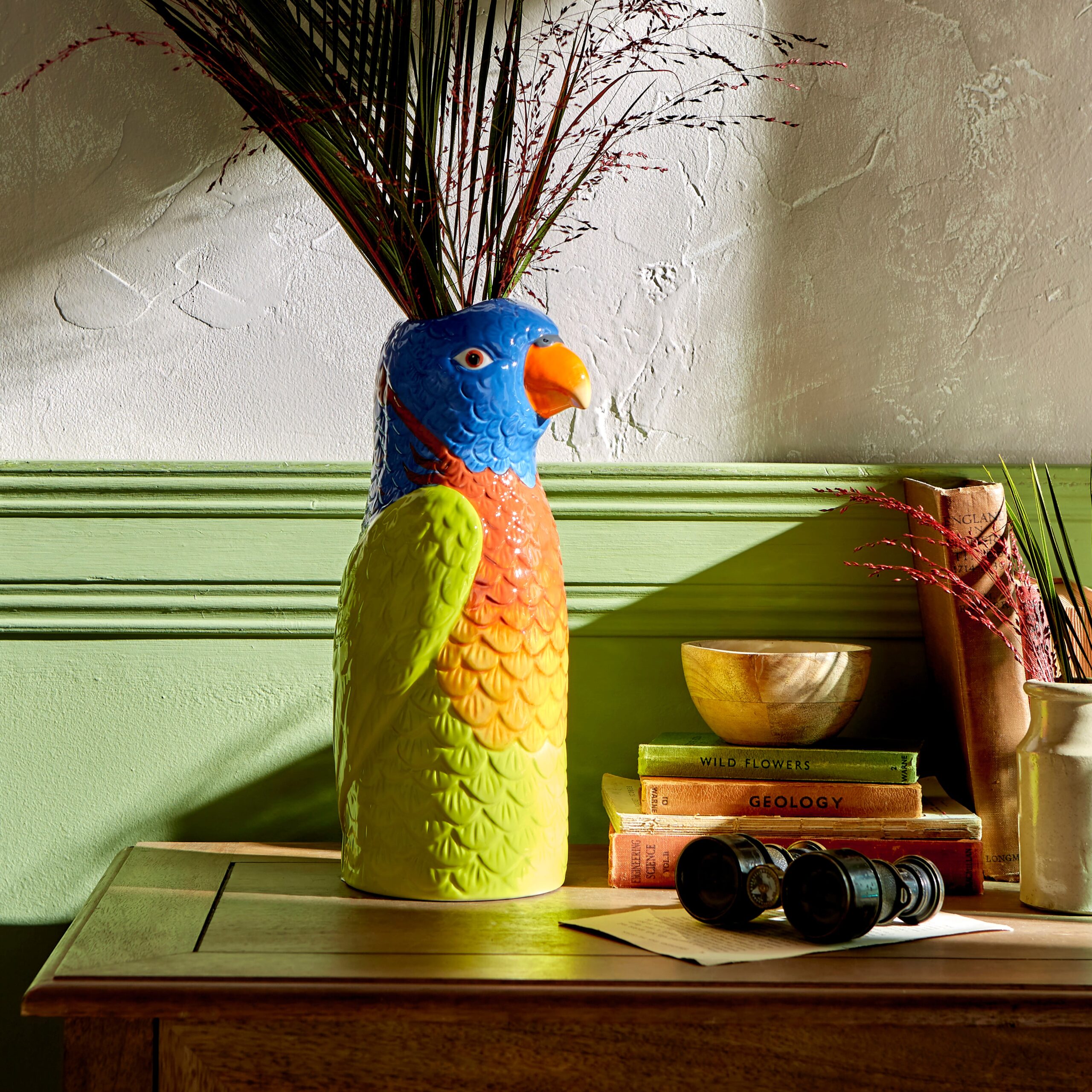Parrot Ceramic Vase MultiColoured Parrot Ceramic Vase MultiColoured