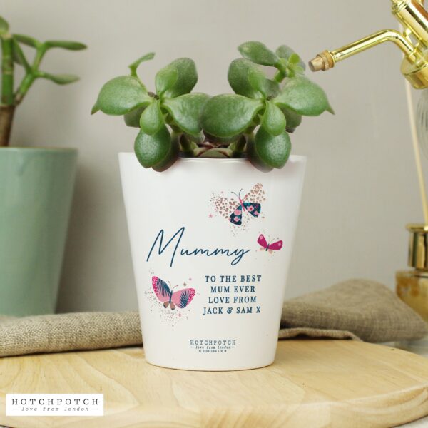 Personalised Butterfly Plant Pot White