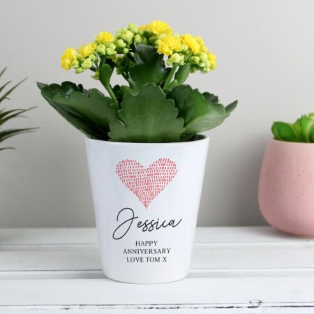 Personalised Heart Plant Pot White
