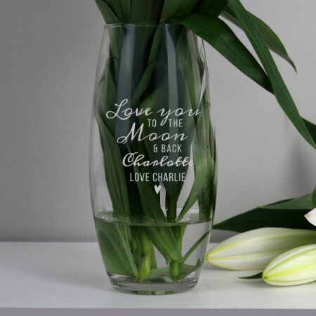 Personalised Love You To The Moon and Back Bullet Vase Clear