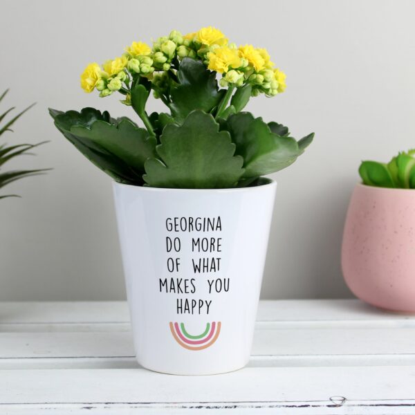 Personalised Rainbow Plant Pot White