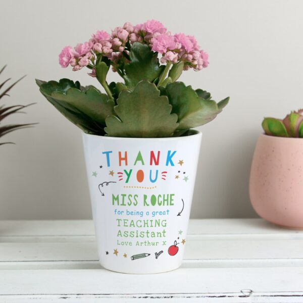 Personalised Thank You Teacher Plant Pot White