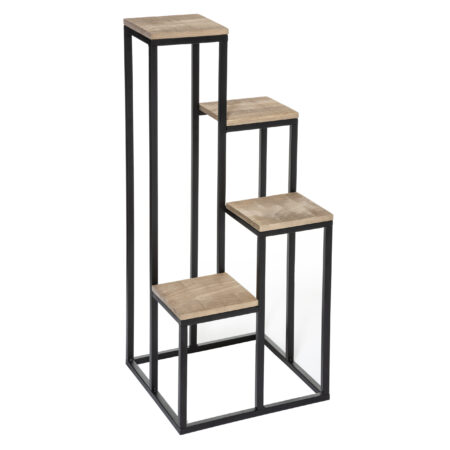Piedestal 4 niveauer, metal og fyrretræ H 88,5 cm