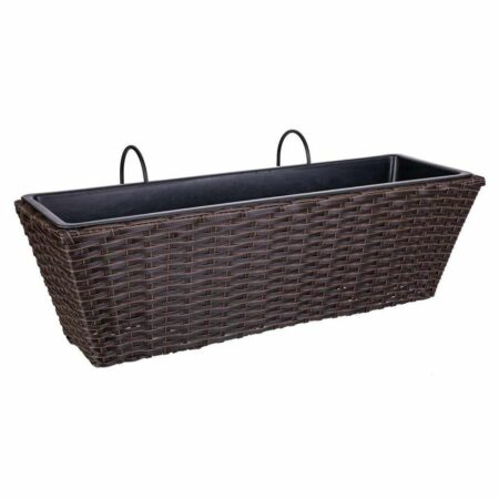 Plant pot til rækværk Alexandra House Living Brun Jern Rattan Plastik 20 x 19 x 61 cm