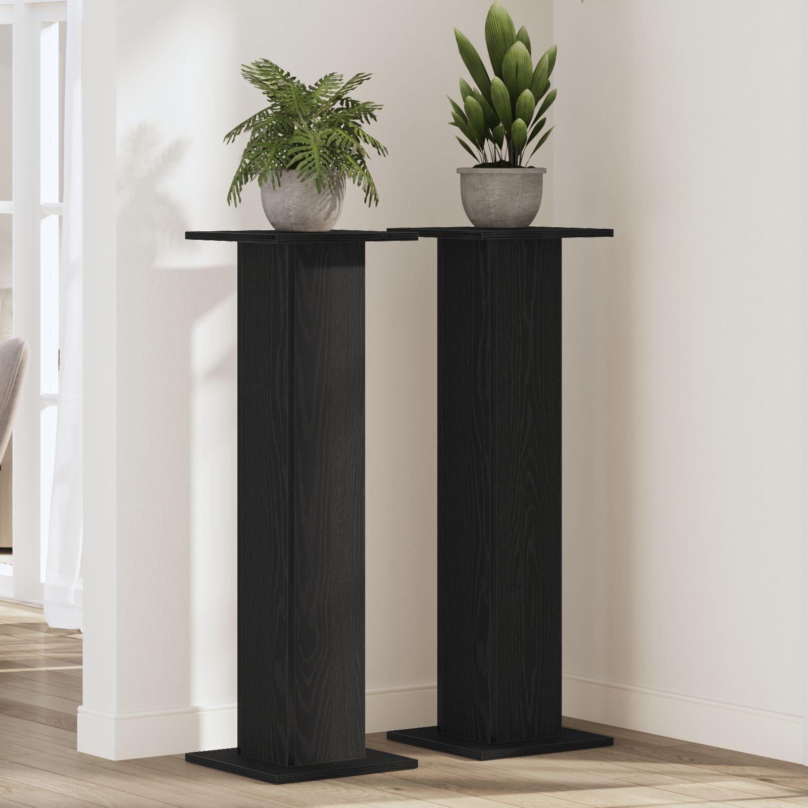Plante Stativ 2 stk Sort Eg 30x30x95 cm Konstrueret Træ Plante Stativ 2 stk Sort Eg 30x30x95 cm Konstrueret Træ