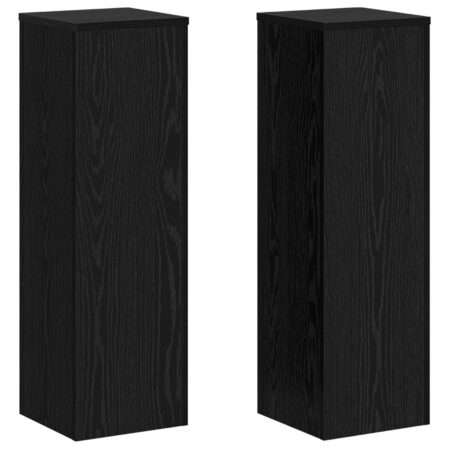 Plante Stativ 2 stk Sort Egetræ 25x25x80 cm Konstrueret Træ