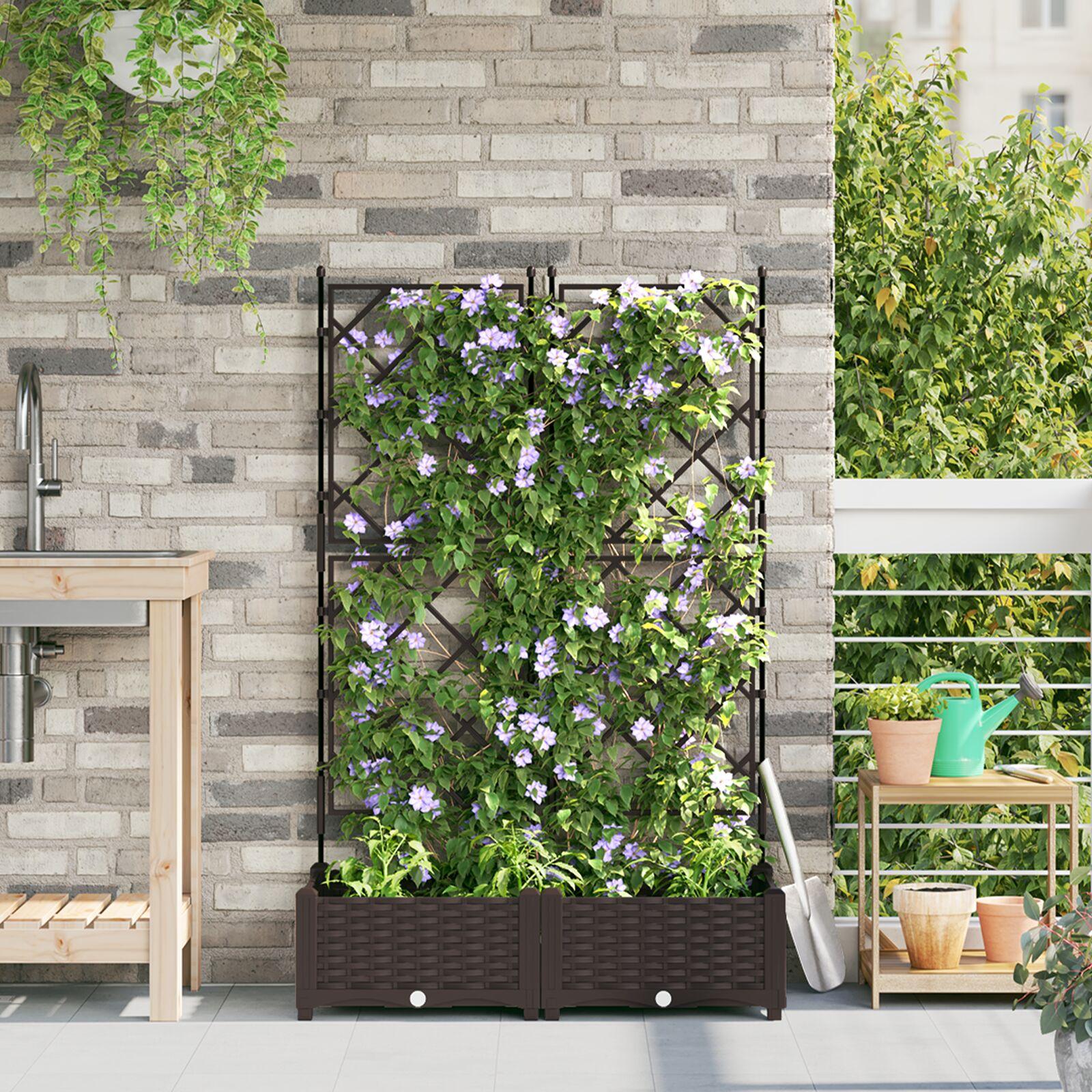 Plante med trellis 2 stk Brun 80x40x125.5 cm Plante med trellis 2 stk Brun 80x40x125.5 cm