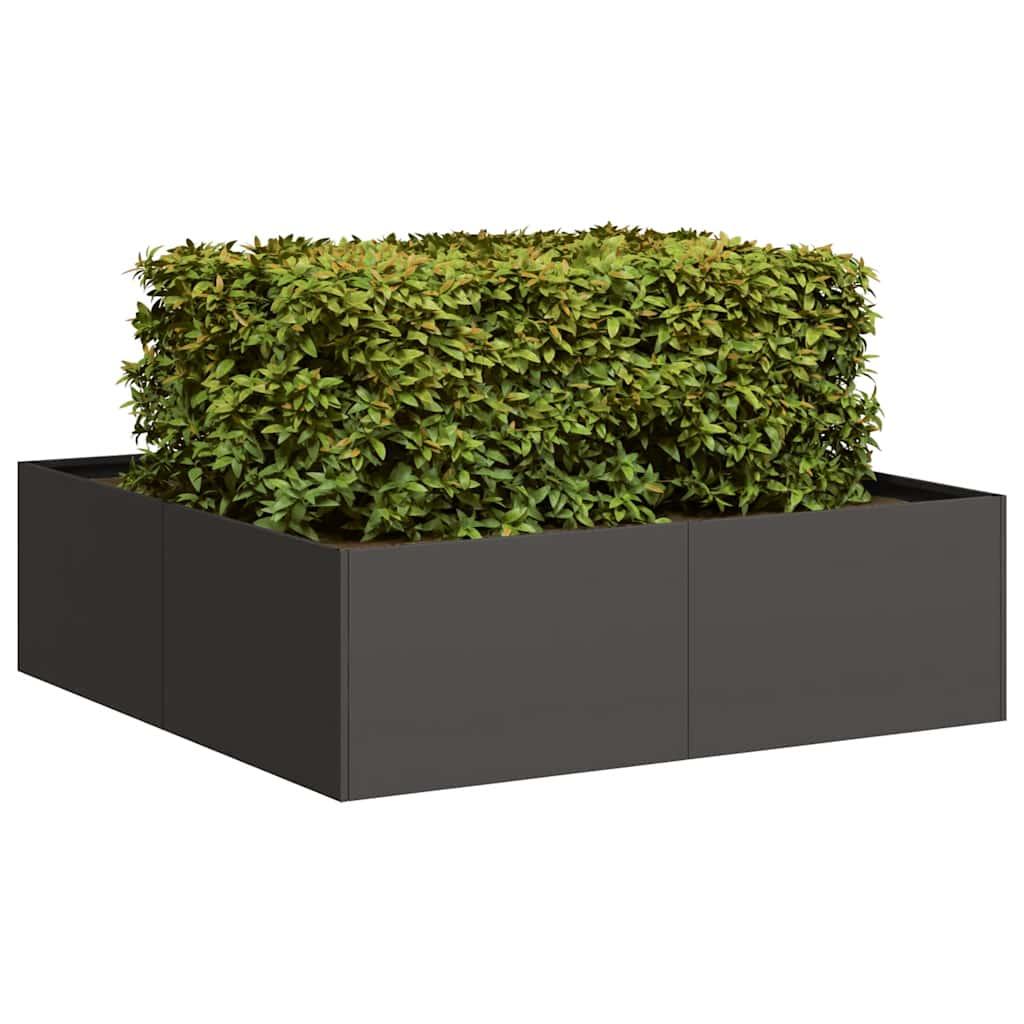 Plantekasse 100 × 100 × 30 cm i sort stål - højbed til have og terrasse Plantekasse 100 × 100 × 30 cm i sort stål - højbed til have og terrasse
