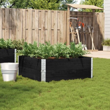 Plantekasse 100x100 cm massivt fyrretræ sort