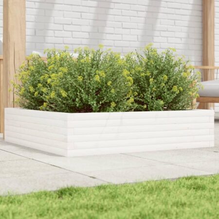 Plantekasse 100x100x23 cm massivt fyrretræ hvid