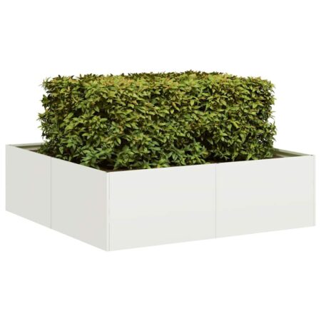 Plantekasse 100x100x30 cm stål hvid