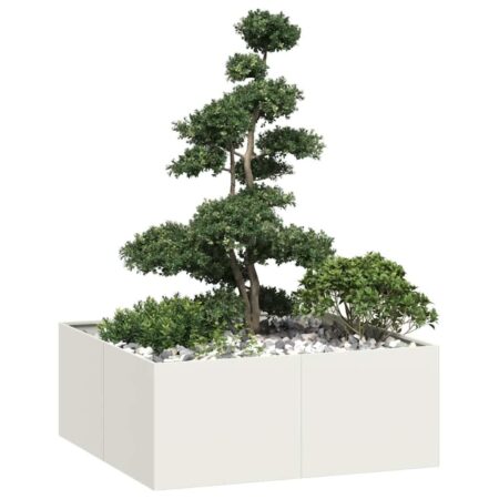 Plantekasse 100x100x40 cm stål hvid