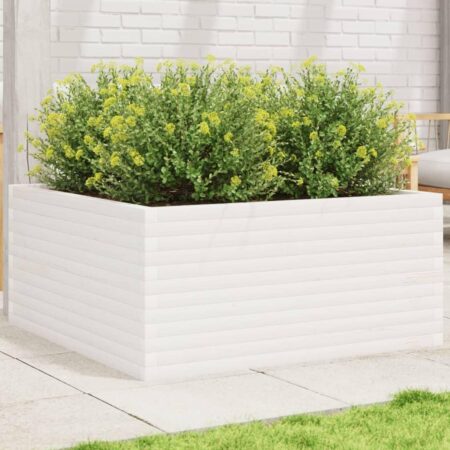 Plantekasse 100x100x46 cm massivt fyrretræ hvid
