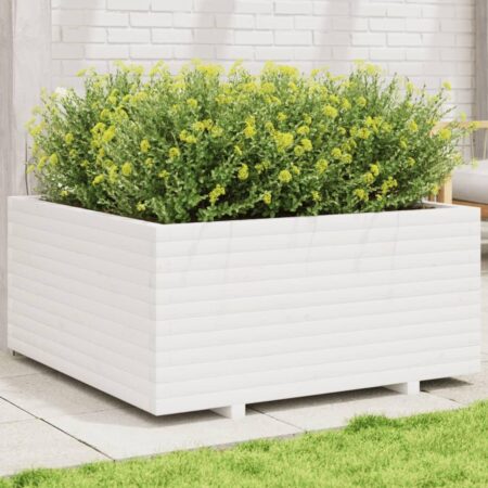 Plantekasse 100x100x49,5 cm massivt fyrretræ hvid
