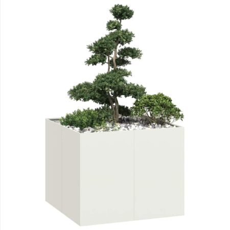 Plantekasse 100x100x80 cm stål hvid