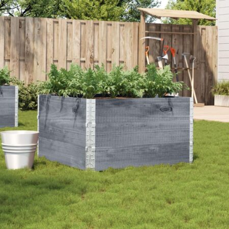 Plantekasse 100×100 cm i massivt fyrretræ - grå højbed