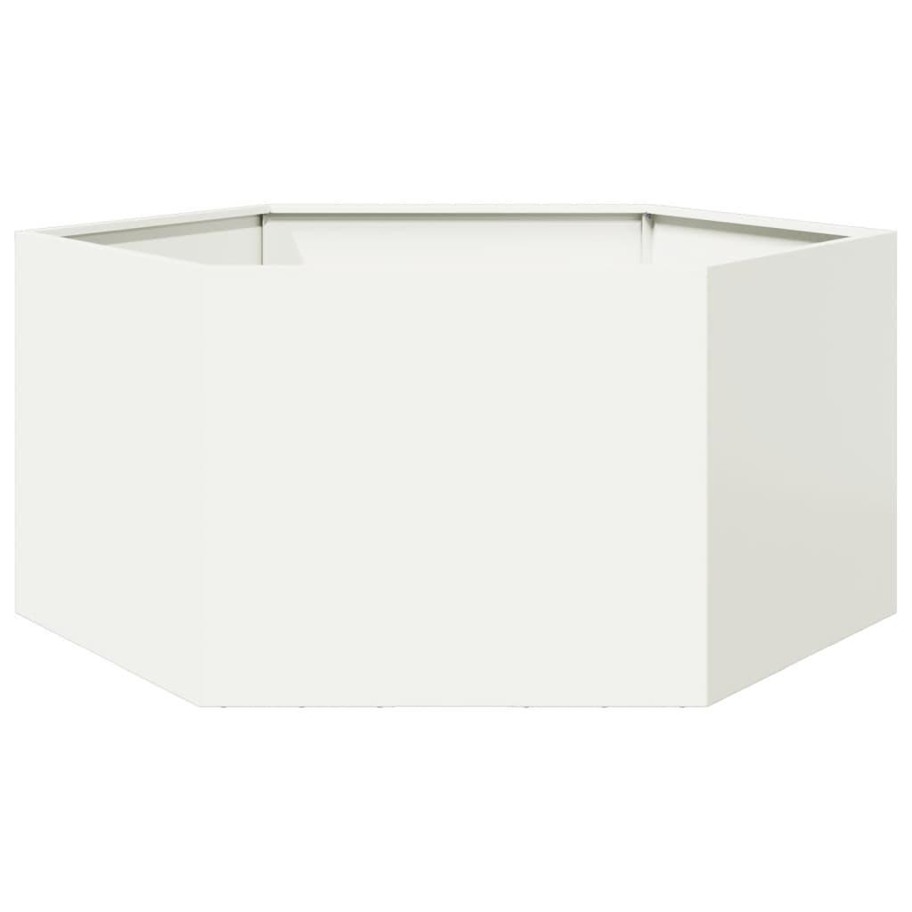 Plantekasse 104x90x45 cm sekskantet stål hvid Plantekasse 104x90x45 cm sekskantet stål hvid