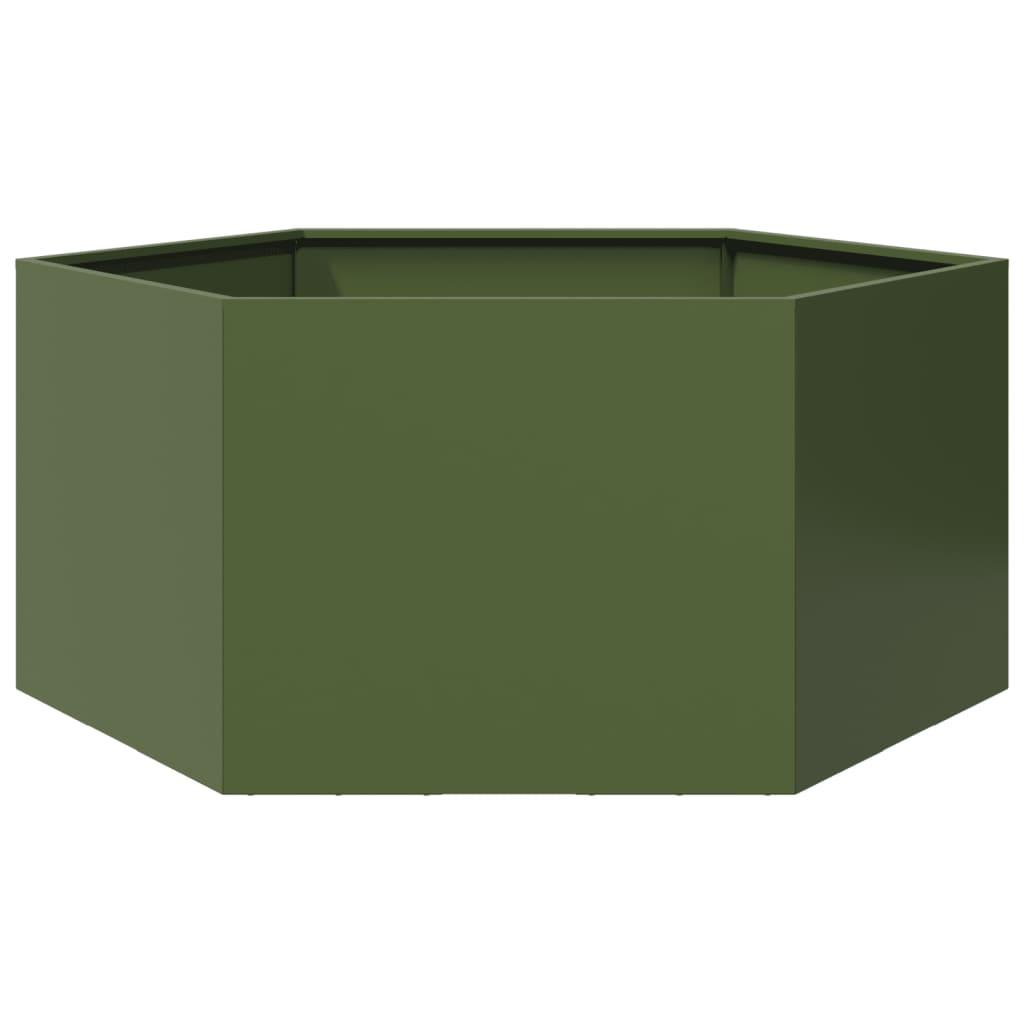 Plantekasse 104x90x45 cm sekskantet stål olivengrøn Plantekasse 104x90x45 cm sekskantet stål olivengrøn