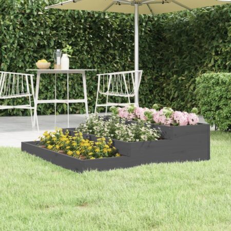 Plantekasse 107x107x27 cm massivt fyrretræ grå