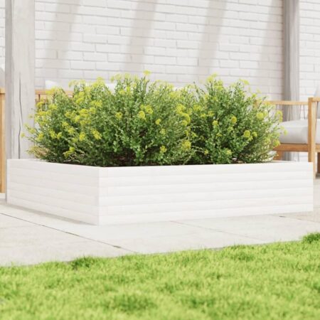 Plantekasse 110x110x23 cm massivt fyrretræ hvid