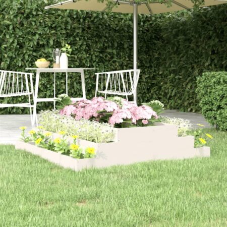 Plantekasse 110x110x27 cm massivt fyrretræ hvid