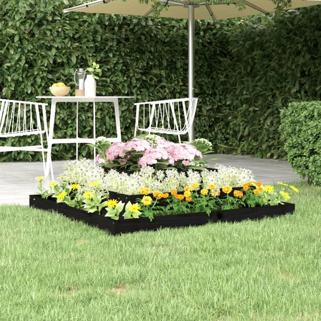 Plantekasse 110x110x27 cm massivt fyrretræ sort Plantekasse 110x110x27 cm massivt fyrretræ sort