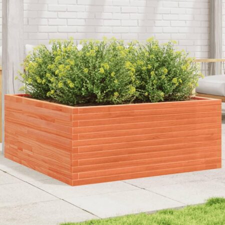 Plantekasse 110x110x46 cm massivt fyrretræ gyldenbrun
