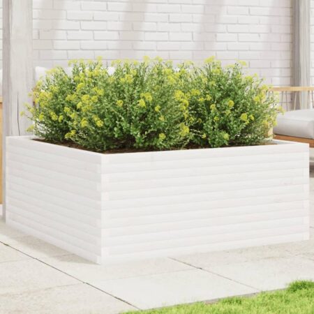 Plantekasse 110x110x46 cm massivt fyrretræ hvid