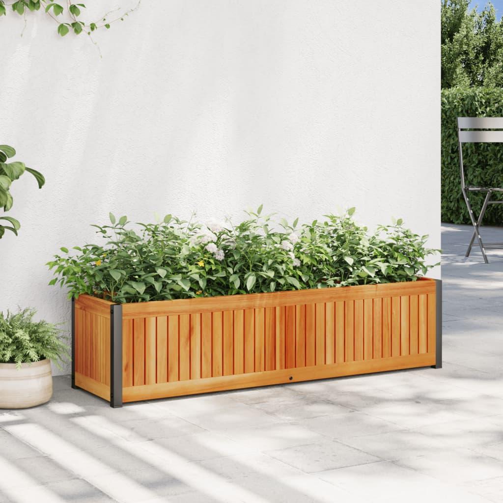 Plantekasse 110x30x27,5 cm massivt akacietræ og stål Plantekasse 110x30x27,5 cm massivt akacietræ og stål